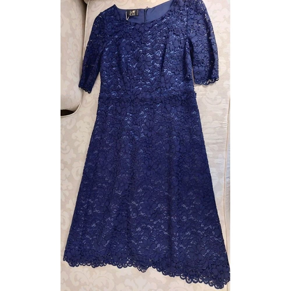 LE COL (Italian Brand) Lace Dress Midnight Blue Italian Size 40 = US 4 $557 NEW!